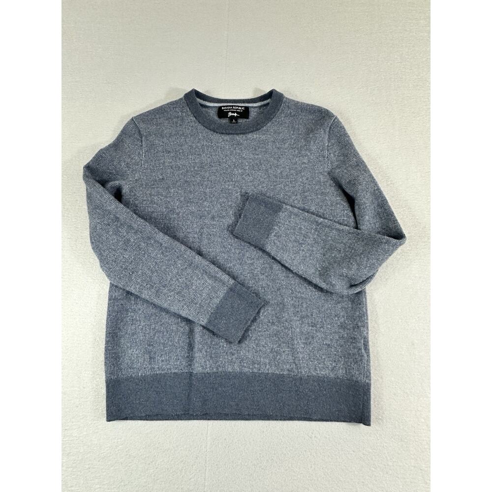 Banana Republic Men's Italian Merino By Baruffa Crew Neck Blue Sweater Size Lg